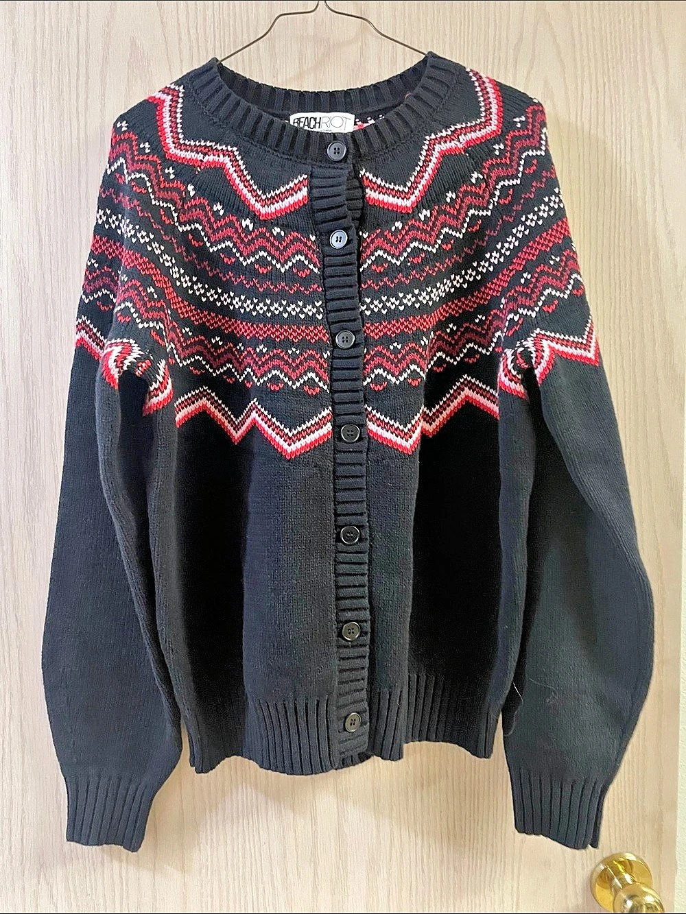 Beach Riot for Anthropologie Fair Isle Cardigan Fair Isle Cardigan Black Red